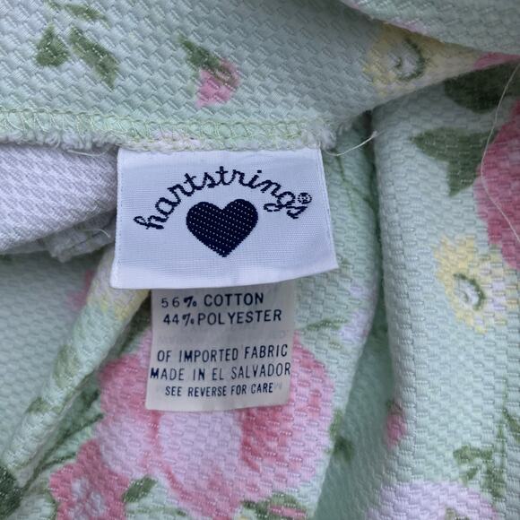 VTG 90s Hartstrings Dress Girls 4 Cap Sleeve Green Pastel Floral Easter Spring - Picture 7 of 9